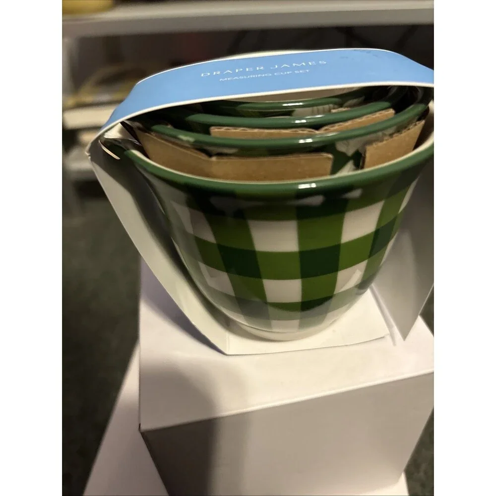 NEW Draper James Green Checkered Measuring Cups NIB